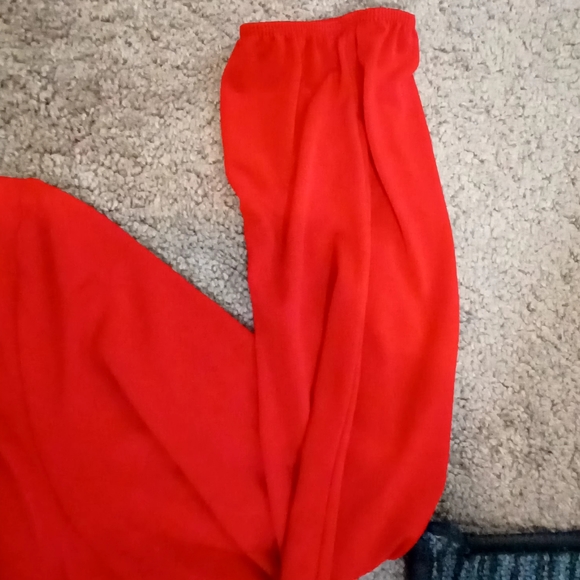 ROZ & ALI Red Long Sleeve Design Top Womens Casual - Picture 6 of 6